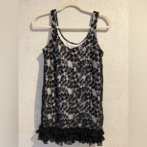 Aqua Black Floral Lace Camisole Dress